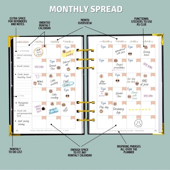 Planner Undated Weekly Monthly Tan Apricot Color Brand New - Picture 4 of 6